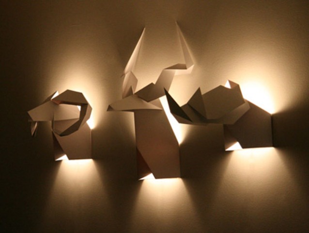 Настенный светильник своими руками из бумаги оригами