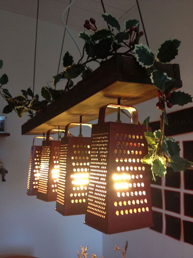 Светильник для потолка своими руками из дерева и металлических терок